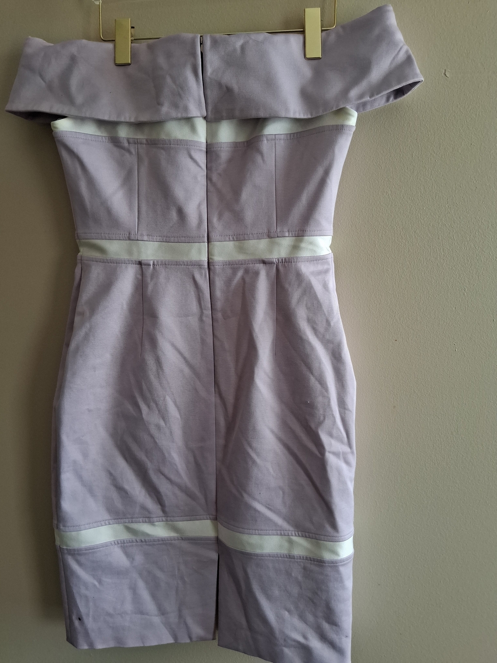 PAULE KA Lilac Strapless Bodycon Dress with White Trim - Picture 8 of 10